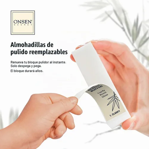 Vista 6 de Onsen Secret Kit completo de reinicio de uñas con aceite de cutícula de 0.3 fl oz, lima de uñas de grano 120/180 de doble cara, un bloque