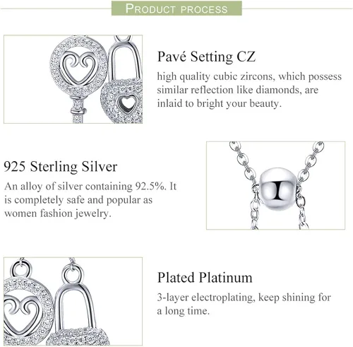 Vista 3 de BISAER Collar de plata de ley 925 con dije de corazón y flecha de amor con dije de corazón y circonita cúbica ajustable para mujer