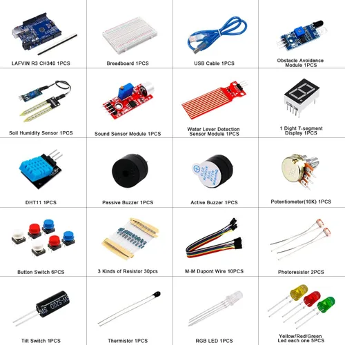 Vista 3 de LAFVIN Kit básico de inicio con R3 CH340, Breadboard + caja de venta al por menor compatible con Arduino IDE