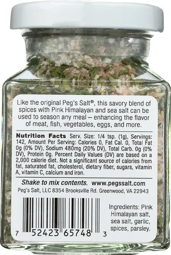Vista 2 de Peg's - Sal sazonada con sal rosada, condimento gourmet, multiusos para cocinar, sal con hierbas y especias (6 onzas)