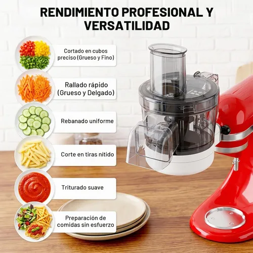 Vista 3 de Procesador de alimentos para KitchenAid, picadora de alimentos vegetales 5 en 1 para KitchenAid, incluye cortar en cubitos, triturar, moler salsa