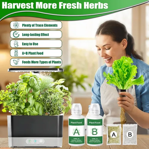 Vista 4 de Alimento hidropónico para plantas de 20.3 fl oz, alimento para plantas de interior A&B para sistema hidropónico y plantas de interior en maceta, kit