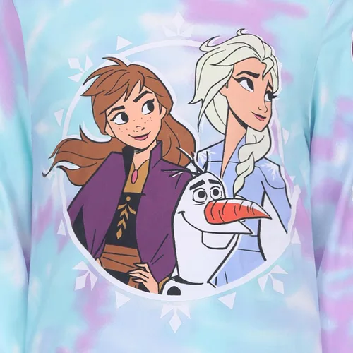 Vista 4 de DISNEY Frozen Elsa, Anna and Olaf - Conjunto de sudadera con capucha y pantalón deportivo para niñas pequeñas y niños pequeños - LilaAzul