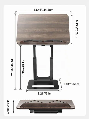 Vista 7 de Tounee Soporte telescópico para libros - Soporte para libros de cocina de altura ajustable con clips elásticos para páginas (negro)