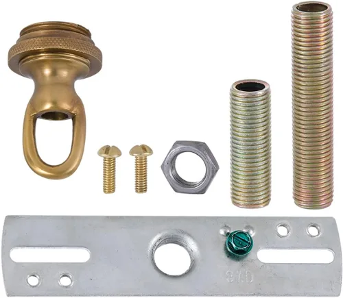 Vista 3 de B&P Lamp Kit de placa de techo con cuello de tornillo de latón fundido con acabado de latón antiguo