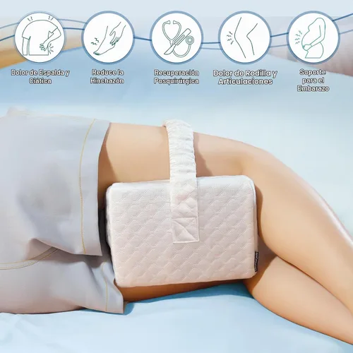 Vista 7 de KingPavonini Almohada de rodilla refrescante para dormir de lado, almohadas de piernas de espuma viscoelástica de gel para dormir de lado con funda