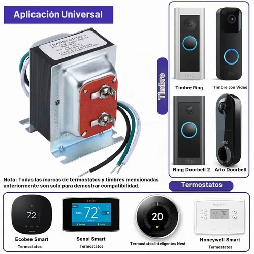 Vista 3 de Transformador de timbre 16V 30VA Fuente de alimentación AC Adaptador de corriente del termostato Transformador de timbre de puerta con cable