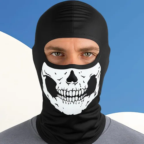 Vista 5 de Soochat Pasamontañas con diseño de calavera y fantasma, máscara de esquí