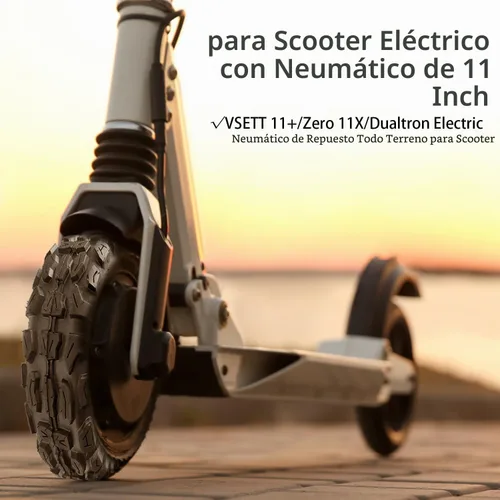 Vista 2 de Neumático de vacío todoterreno 100/65-6.5, neumático de repuesto de scooter eléctrico de 11 pulgadas, con válvula de aire de neumático, compatible