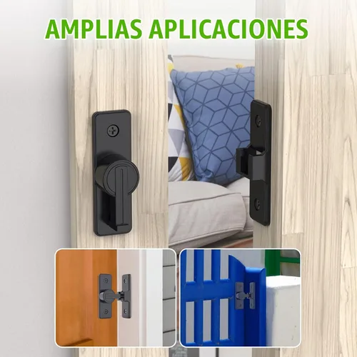 Vista 8 de Herrajes para cerradura de puerta de granero, pestillos de compuerta de seguridad resistente de 90 grados, cerradura de pestillo de perno abatible