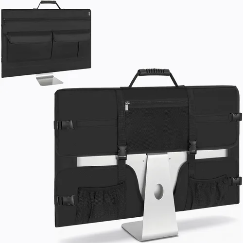 Vista 9 de Funda de transporte para monitor, funda de viaje para pantallas LCD de 24 pulgadas y monitores, bolsa protectora para monitor con asa de transporte