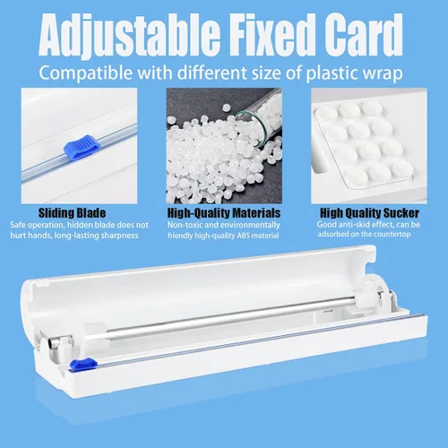 Vista 5 de Dispensador de plástico recargable con cortador deslizante, envoltura adhesiva Fovanga con cortador deslizante para dispensador de papel de aluminio