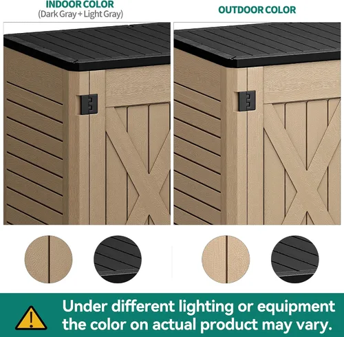Vista 8 de YITAHOME - Cobertizo de almacenamiento horizontal al aire libre con puerta bloqueable en forma de X, cobertizo de herramientas de resina resistente