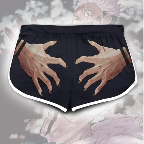 Vista 2 de Drawyme Jujutsu Kaisen Sukuna - Pantalones cortos de anime para mujer