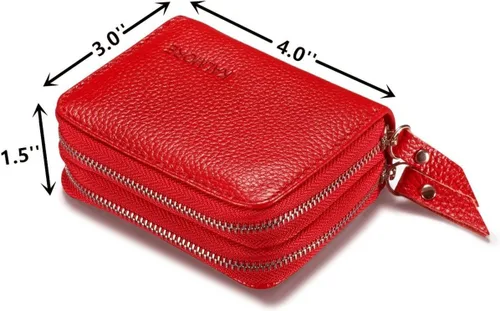 Vista 4 de Women's Leather RFID Secured Spacious Cute Zipper Card Wallet Small Purse