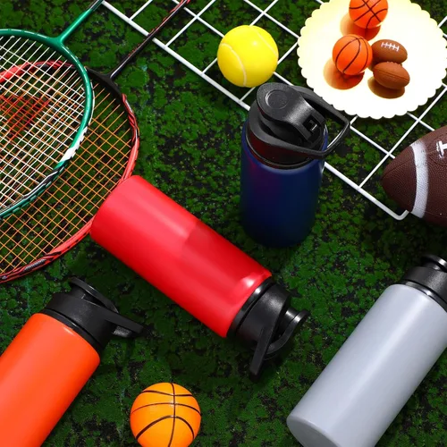 Vista 4 de Yinder 16 botellas de agua de aluminio a granel multicolor reutilizables con tapas a presión, paquete múltiple de botellas de agua al vacío