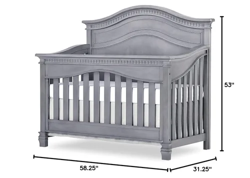 Vista 13 de Evolur Cheyenne - Cuna convertible de panel completo 5 en 1 en gris tormenta, certificado JPMA y Greenguard Gold, hecha de madera dura seca al