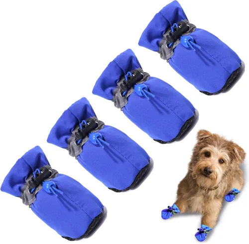 Vista 7 de Zapatos para Perros Botas para Perros y Protector de Patas, Suela Antideslizante Botines de Invierno para Perros con Correas Reflectantes para A-Rosa