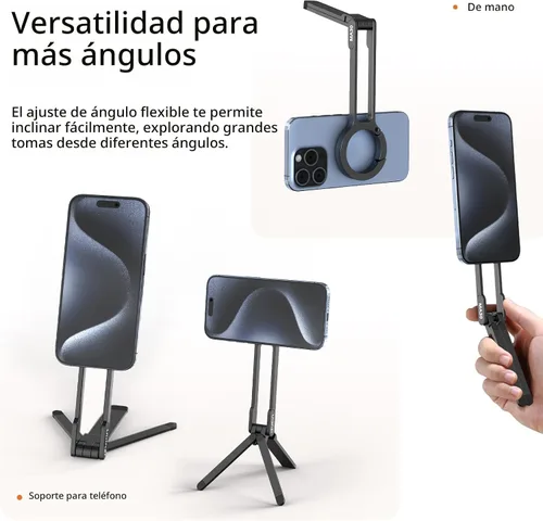 Vista 4 de ULANZI MA30 - Soporte magnético de trípode para iPhone - Maglock de aluminio para teléfono inteligente, mini trípode de bolsillo, soporte
