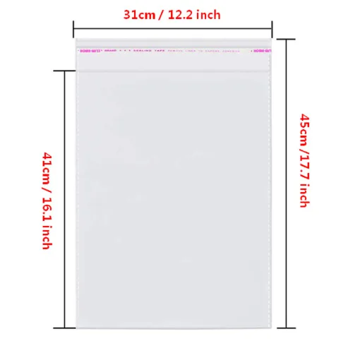 Vista 2 de Bolsas de celofán transparentes con cierre autoadhesivo, bolsas de plástico para embalaje de ropa, camisetas, folletos, impresiones, manualidades