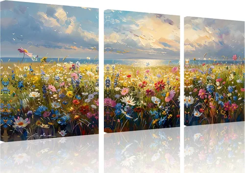 Vista 37 de TutuBeer 3 paneles de fotos de playa, arte de pared, diseño de mar azul, playa blanca al amanecer, imágenes impresas en lienzo, imágenes del océano