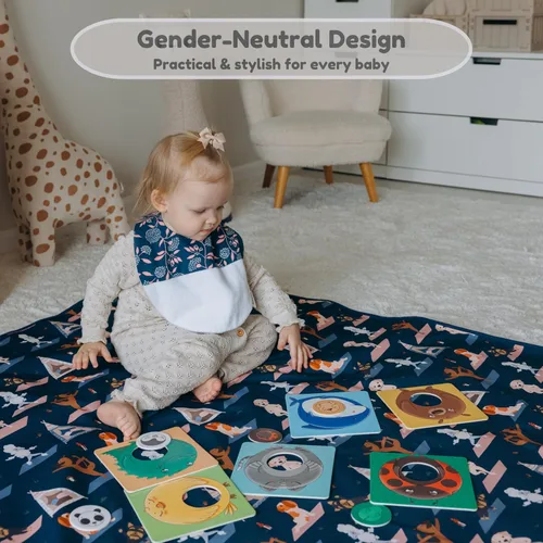 Vista 7 de Babero de gran tamaño para bebé, baberos impermeables extra grandes para niños de 6 a 24 meses, 100% algodón y bambú