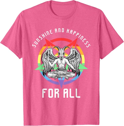Vista 29 de Funny Sunshine and Happiness for All LGBT Gay Pride Baphomet Camiseta Negro
