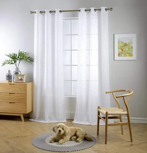 Vista 15 de Cortinas para sala de estar de 2 paneles (2 x 37 pulgadas de ancho), cortinas con textura de lino, con ojales, de la marca Miuco