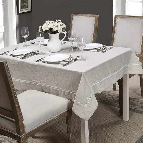 Vista 7 de Simple&Opulence Servilletas de cena de 100 % lino, con dobladillo decorativo de 18 x 18 pulgadas, lino francés natural, paquete de 4 servilletas