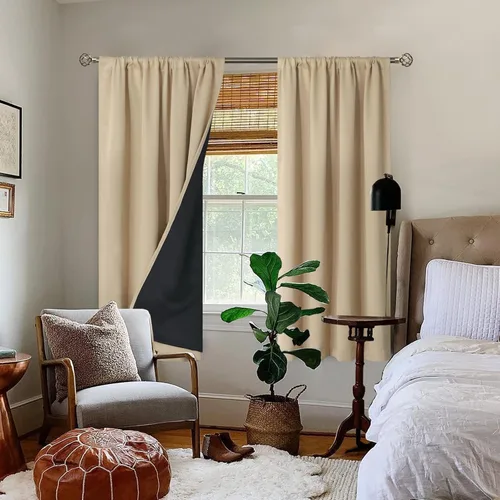 Vista 2 de BGment - Cortinas opacas para sala de estar de 63 pulgadas de largo, juego de 2 paneles, cortinas para oscurecer toda la habitación, cortinas