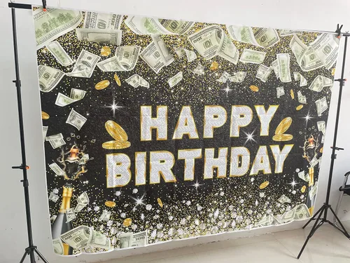 Vista 3 de Telón de fondo de cumpleaños de 5 x 3 pies, fondo de fiesta para niños y niñas, suministros para cabina de fotos
