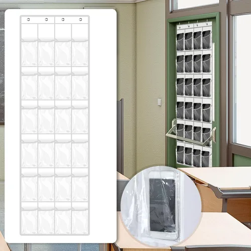 Vista 6 de Windyun Organizador grande para colgar sobre la puerta, con 24 bolsillos, para colgar zapatos, para armario, parte trasera de la puerta, baño