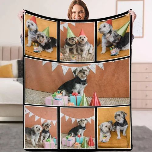 Vista 13 de YESCUSTOM Manta personalizada con fotos y texto, Manta familiar personalizada para adultos, niños y amigos, para cumpleaños, regalo conmemorativo