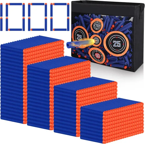 Vista 9 de Pokiiulk Dardos Balas de Repuesto Compatibles con Pistolas Nerf, 1000 Piezas de Dardos de Espuma Compatibles con Fiesta Nerf con Bolsa de Malla