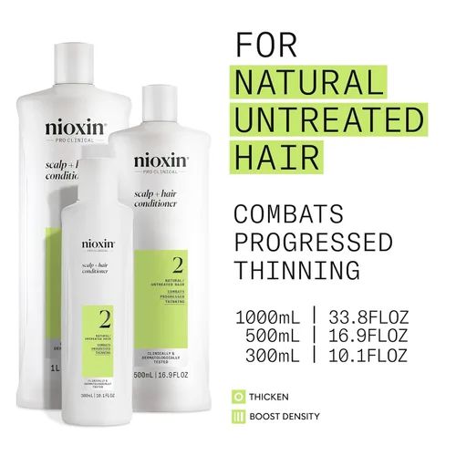 Vista 3 de Nioxin System 2 - Acondicionador de cuero cabelludo + engrosamiento del cabello para cabello natural con adelgazamiento progresado Aumenta