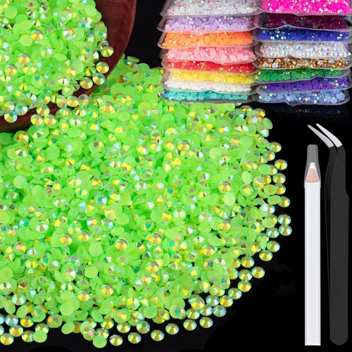 Vista 27 de 5000 piezas de 2mm de strass de resina a granel, strass de gel negros con parte posterior plana y redonda para embellecer sin termoadhesión, gemas