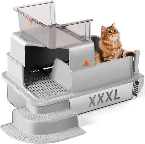 Vista 15 de Caja de arena XXXL de acero inoxidable, 28 x 20 x 18 pulgadas, extra grande, totalmente cerrada, de metal de alta cara, con rejilla filtrada