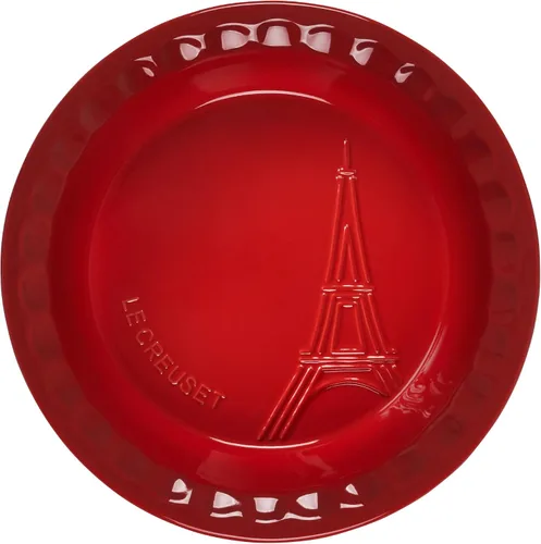 Vista 3 de Le Creuset Eiffel Tower Collection - Plato de cerámica para tartas, 9 pulgadas, color cereza
