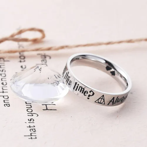 Vista 5 de LParkin Ring After All This Time Always - Anillos de acero inoxidable para mujeres y hombres, anillo antiestrés de 0.197 in para fanáticos del mundo