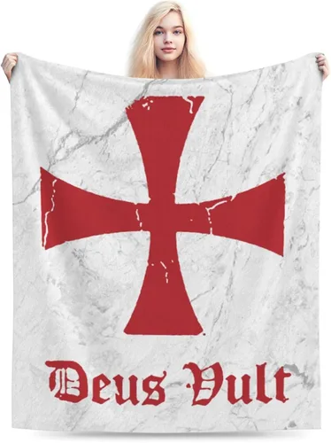 Vista 4 de Deus Vult Knights Templar Cross - Manta térmica, ligera, súper suave y cálida para todas las estaciones, para sofás