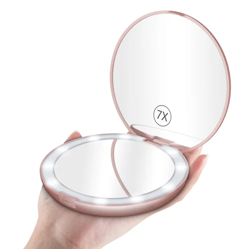 Vista 7 de Espejo de maquillaje LED con aumento 10X, espejo de pie de doble cara de 7 Negro