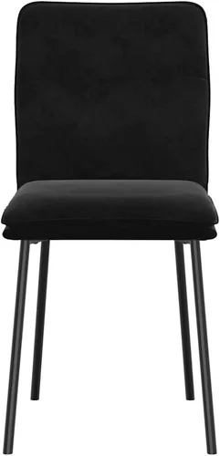 Vista 5 de Juego de 6 sillas de comedor modernas tapizadas de terciopelo negro con madera contrachapada y marco de metal, cómodos asientos para comedor