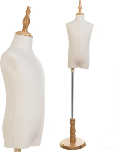 Vista 9 de Maniquí de forma de vestido para niños con soporte de madera para ventana de ropa (S(2-3 años))