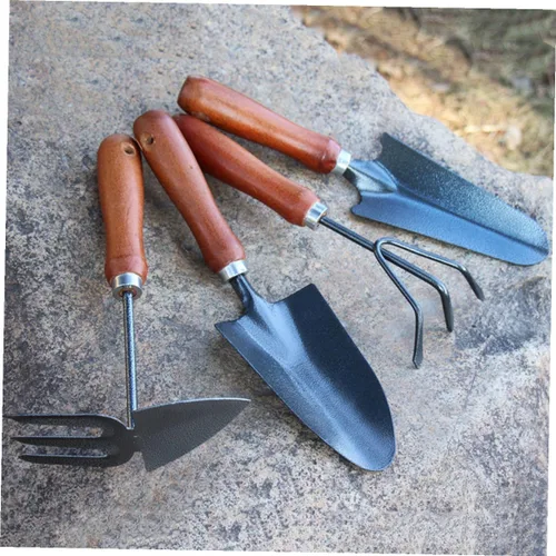 Vista 9 de NUOBESTY 4pcs Thickened Mini Iron Shovel Garden Tool Set with Handles Planting and Weeding Spade Kit for Seedling Transplanting and Cultivating