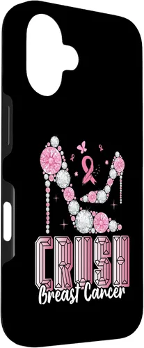 Vista 3 de iPhone 16 Crush Breast Cancer High Heels Bling Cancer Awareness Case