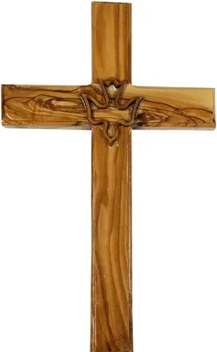 Vista 12 de Bethlehem Gifts TM Cruz de madera de olivo de Belén, tallada a mano, crucifijo (Crucifijo de Benedicto, 15 cm)