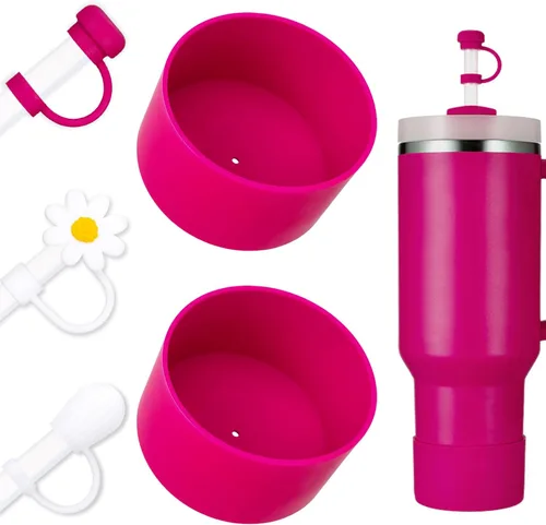 Vista 8 de Juego de funda para botas y pajilla, 2 fundas de silicona, 3 tapas de pajita, protector inferior para Stanley Cup H2.0 30 oz y 40 oz, coincidencia