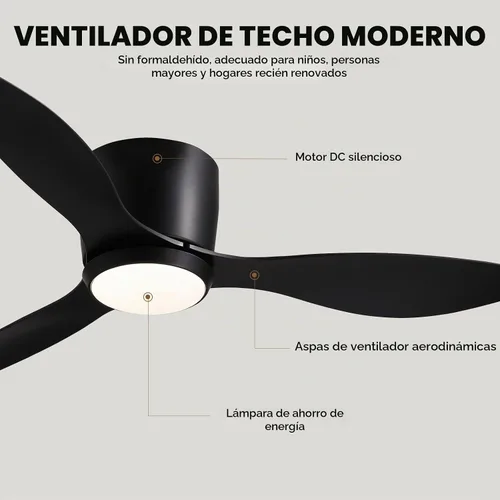 Vista 7 de Ventiladores de techo con luces, ventilador de techo de perfil bajo de 42 pulgadas con control de pared y control remoto, regulable, ventilador