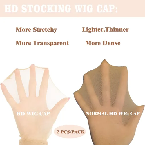 Vista 3 de FDBJulyy 10 gorras de peluca HD transparentes, gorra de nailon fina para mujer, adecuada para fiestas, bodas, graduaciones, cosplay, Halloween