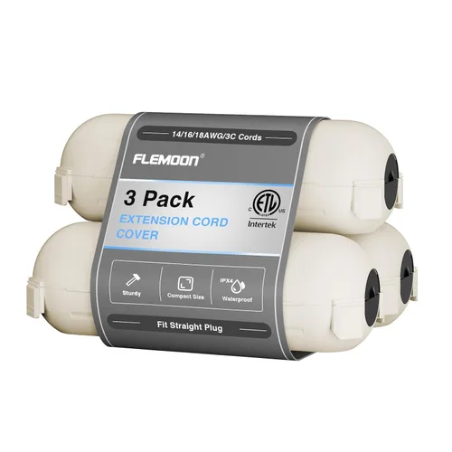 Vista 24 de Flemoon - Paquete de 3 fundas impermeables para cable de extensión para exteriores Small Electrical Connection Box for Straight Plug, Socket